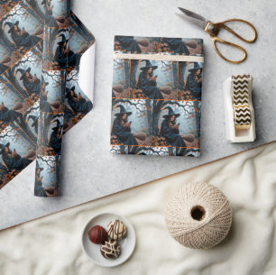 Hübsche Halloween-Hexe Simste auf einem Handy Geschenkpapier