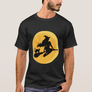 Hübsche Halloween Hexe und Katze T-Shirt