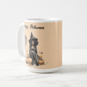 Hübsche Halloween-Hexe und Vollmond-Ballon Kaffeetasse (Vorderseite Links)