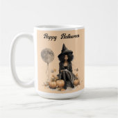 Hübsche Halloween-Hexe und Vollmond-Ballon Kaffeetasse (Links)