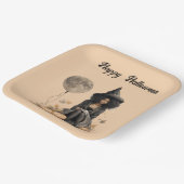 Hübsche Halloween-Hexe und Vollmond-Ballon Pappteller (Gewinkelt)