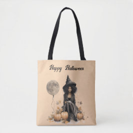 Hübsche Halloween-Hexe und Vollmond-Ballon Tasche