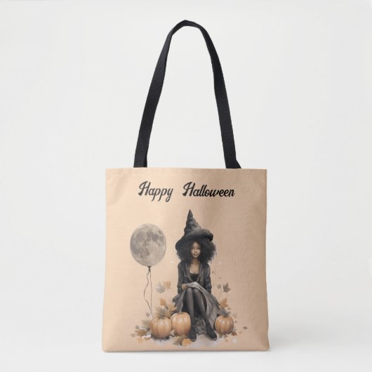 Hübsche Halloween-Hexe und Vollmond-Ballon Tasche (Vorderseite)