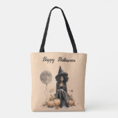 Hübsche Halloween-Hexe und Vollmond-Ballon Tasche (Rückseite)