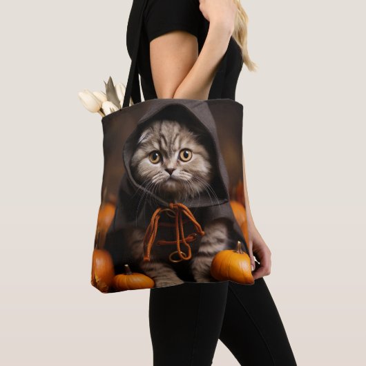 HÜBSCHE HALLOWEN BROWN TABBY KITTEN CAT TASCHE (Von Nahem)