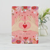 Hübsche Hände in der Liebe Schildern Valentine Gru Einladung (Stehend Vorderseite)