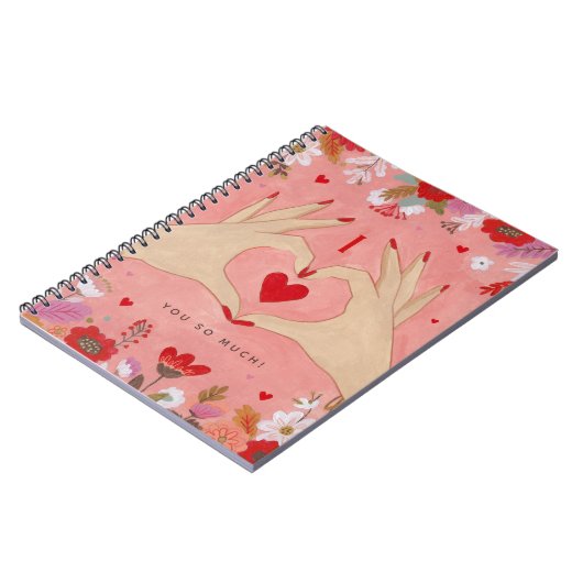 Hübsche Hände in der Liebe Signieren Valentin Notizblock (Linke Seite)