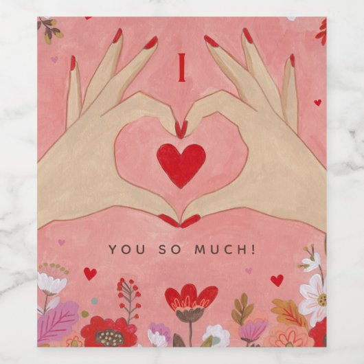 Hübsche Hände in der Liebe Signieren Valentin Weinetikett (Einzelnes Label)