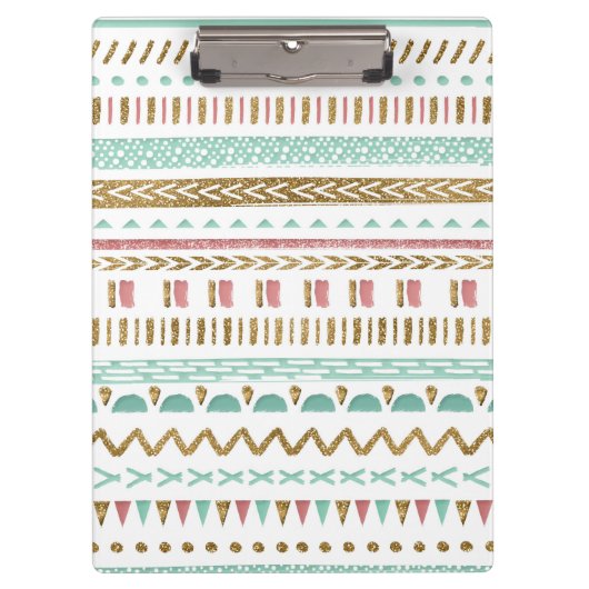 Hübsche Handfarbe Stamm Aztec geometrische Gestalt Klemmbrett (Vorderseite)