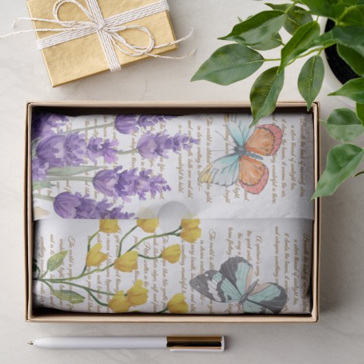 Hübsche handgeschriebene Buchstaben Botanisch Whit Seidenpapier (Geschenk)