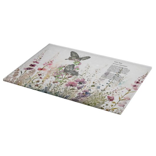 Hübsche handgestrichene Ceylon-Rose Schmetterling Schneidebrett (Ecke)