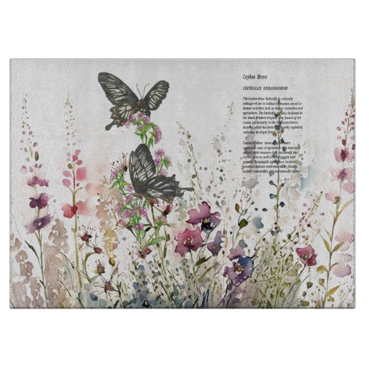 Hübsche handgestrichene Ceylon-Rose Schmetterling Schneidebrett (Vorderseite)