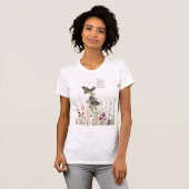 Hübsche handgestrichene Ceylon-Rose Schmetterling T-Shirt (Vorne ganz)