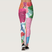 Hübsche handgestrichene farbige Blume Leggings (Rückseite)