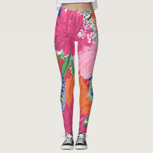 Hübsche handgestrichene farbige Blume Leggings