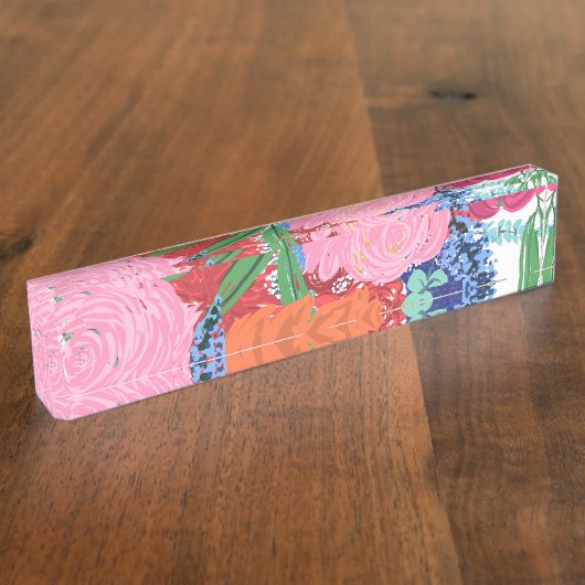 Hübsche handgestrichene farbige Blume Namensplakette (Seite)