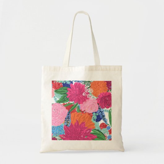 Hübsche handgestrichene farbige Blume Tragetasche (Vorne)
