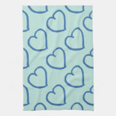 Hübsche handgezeichnete Herzen blau auf blau Geschirrtuch (Vertikal)