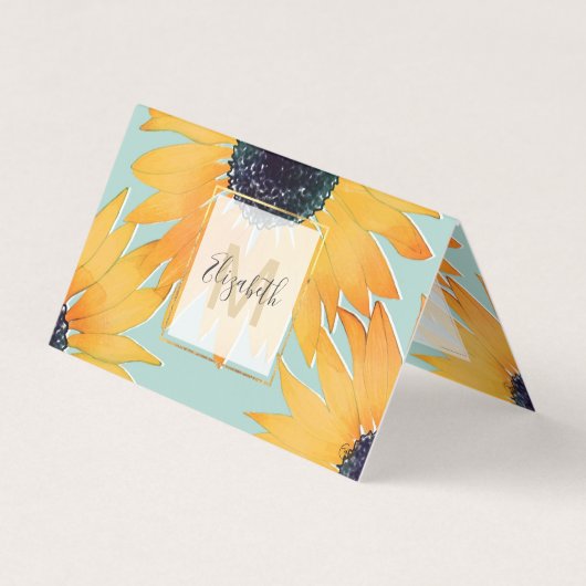 Hübsche, handgezogene Gelbblütenmuster Visitenkarten (Vorderseite)