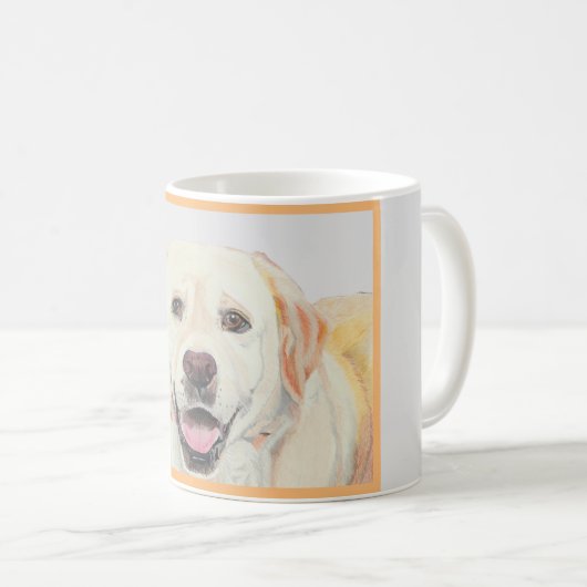 Hübsche handgezogene gelbe Labrador Retriever Tass Kaffeetasse (VorderseiteRechts)