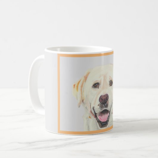Hübsche handgezogene gelbe Labrador Retriever Tass Kaffeetasse (Vorderseite Links)