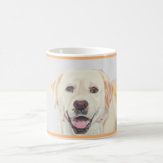 Hübsche handgezogene gelbe Labrador Retriever Tass Kaffeetasse (Mittel)