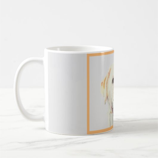 Hübsche handgezogene gelbe Labrador Retriever Tass Kaffeetasse (Links)
