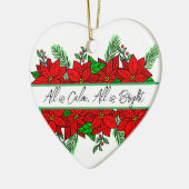 Hübsche handgezogene Poinsettias Personalisiert Keramik Ornament (Links)