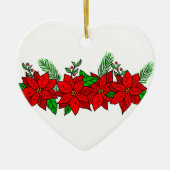 Hübsche handgezogene Poinsettias Personalisiert Keramik Ornament (Vorne)