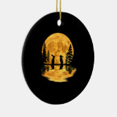 Hübsche Hasen Rabbits Moon Night Sky Keramik Ornament (Rechts)