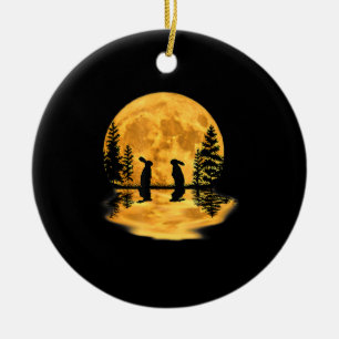 Hübsche Hasen Rabbits Moon Night Sky Keramik Ornament