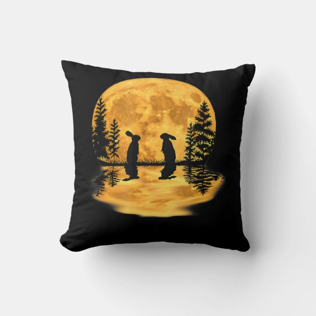 Hübsche Hasen Rabbits Moon Night Sky Kissen (Vorderseite)