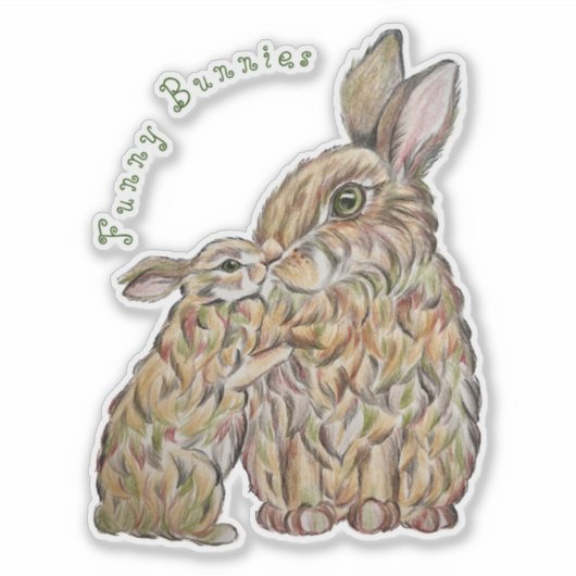 Hübsche Hasen. Zeichnend Stift Aufkleber (Vorderseite)