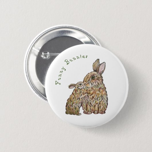 Hübsche Hasen. Zeichnend Stift Button (Vorne & Hinten)