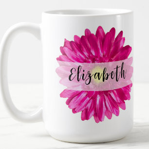 Hübsche heiße rosa Daisy mit individuellem Namen u Kaffeetasse