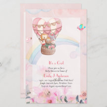 Hübsche Heißluftballon Tiere Baby Girl Dusche