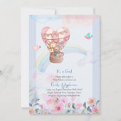 Hübsche Heißluftballon Tiere Baby Girl Dusche Einladung (Vorderseite)