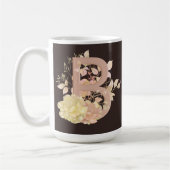 Hübsche hellbeige farbige Rose Buchstabe B Kaffeetasse (Links)