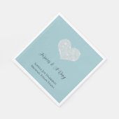 Hübsche Hellblau-Weiß-Herz-Hochzeit Serviette (Ecke)