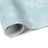 Hübsche Hellblau Weiße Florale Falsche Spitzen Hoc Geschenkpapier (Rolleneckpunkt)