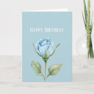 Hübsche Hellblaue Rosen-Blumen-Geburtstag Karte
