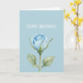 Hübsche Hellblaue Rosen-Blumen-Geburtstag Karte (Gelbe Blume)