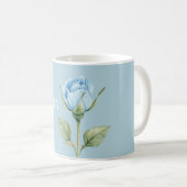 Hübsche Hellblaue Rosenblume Kaffeetasse (VorderseiteRechts)