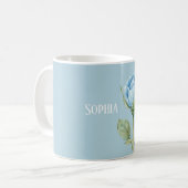 Hübsche Hellblaue Rosenblume Kaffeetasse (Vorderseite Links)