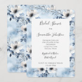 Hübsche hellblaue weiße Blumen Brautparty Einladung (Vorne/Hinten)