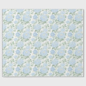 Hübsche hellblaue weiße Blumen Brautparty Geschenkpapier (Flach)