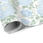 Hübsche hellblaue weiße Blumen Brautparty Geschenkpapier (Rolleneckpunkt)