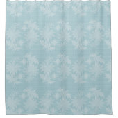 Hübsche hellblaue weiße Blumen-Faux-Spitze Duschvorhang (Vorderseite)