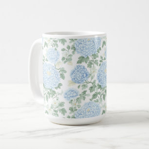 Hübsche hellblaue weiße Blumen Kaffeetasse