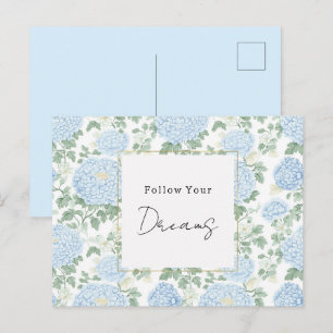 Hübsche hellblaue weiße Blumen Träume Postkarte